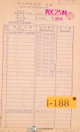 Ikegai-Ikegai AX25N, Lathe T-1804 Electrical Diagrams and Parts Manual 1954-AX25N-01